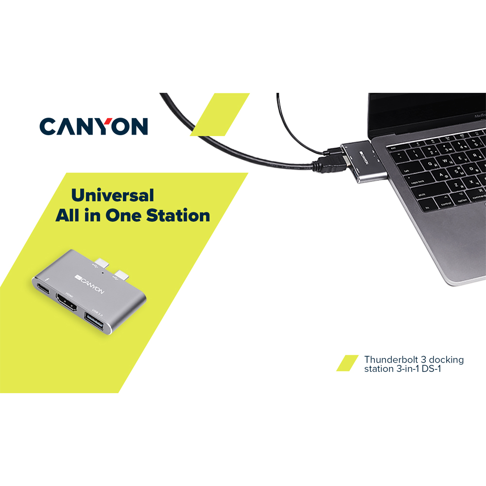 Canyon DS-1 3 in 1 Thunderbolt 3 Space Grey Docking Station Image 4