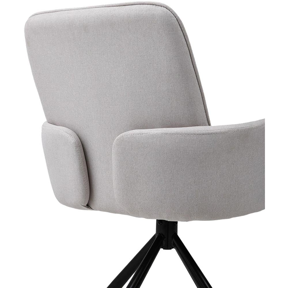 Living and Home White Linen Swivel Chair with Iron Legs Image 5