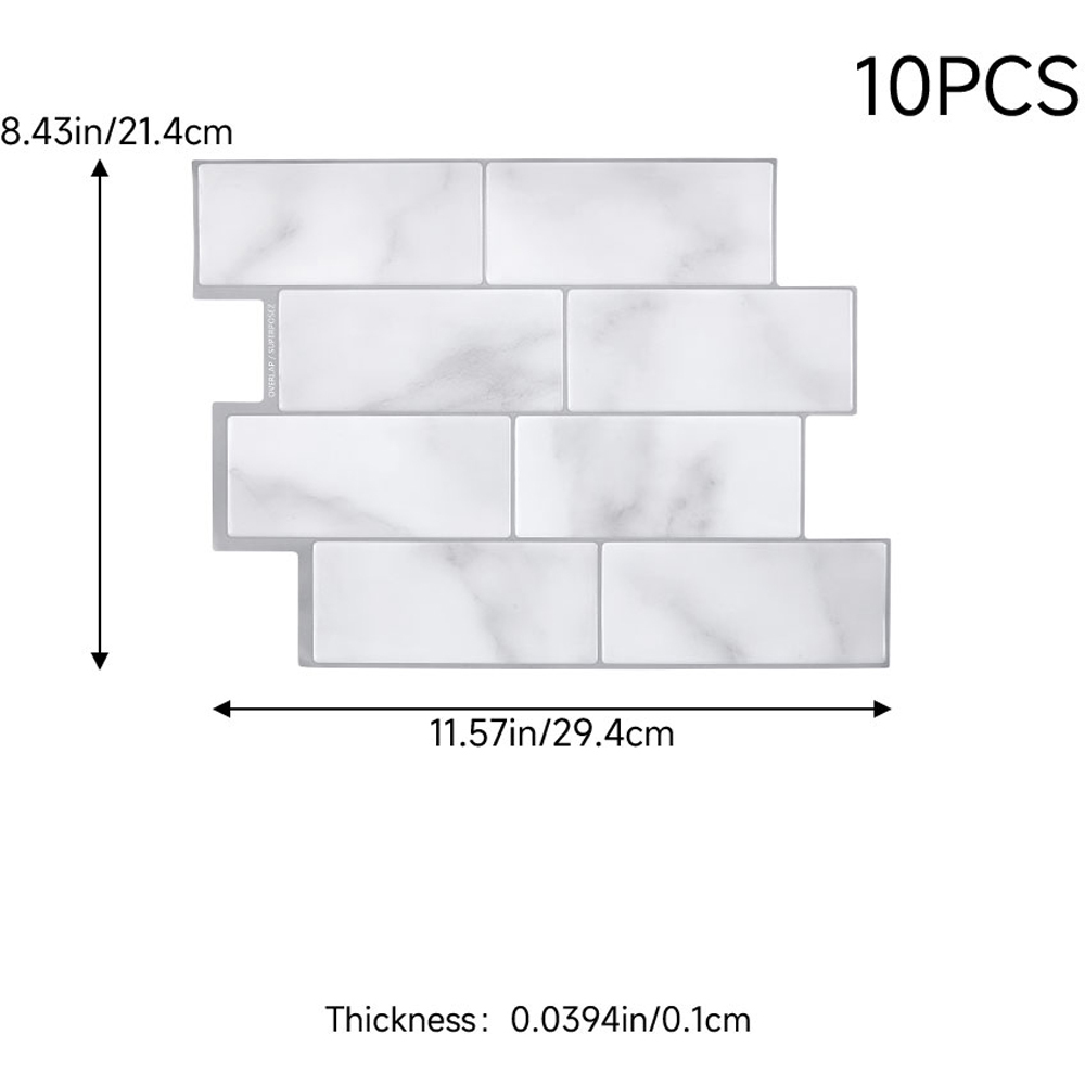 Living and Home Brick Effect Grey Rectangle Self Adhesive Wall Sticker 10 Pack Image 9