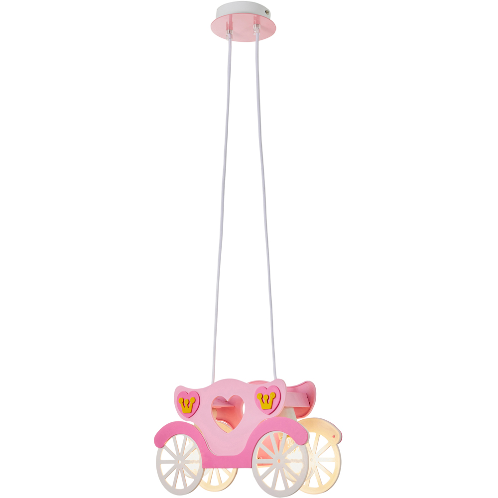 Glow Pink 3D Princess Carriage Ceiling Light Image 3