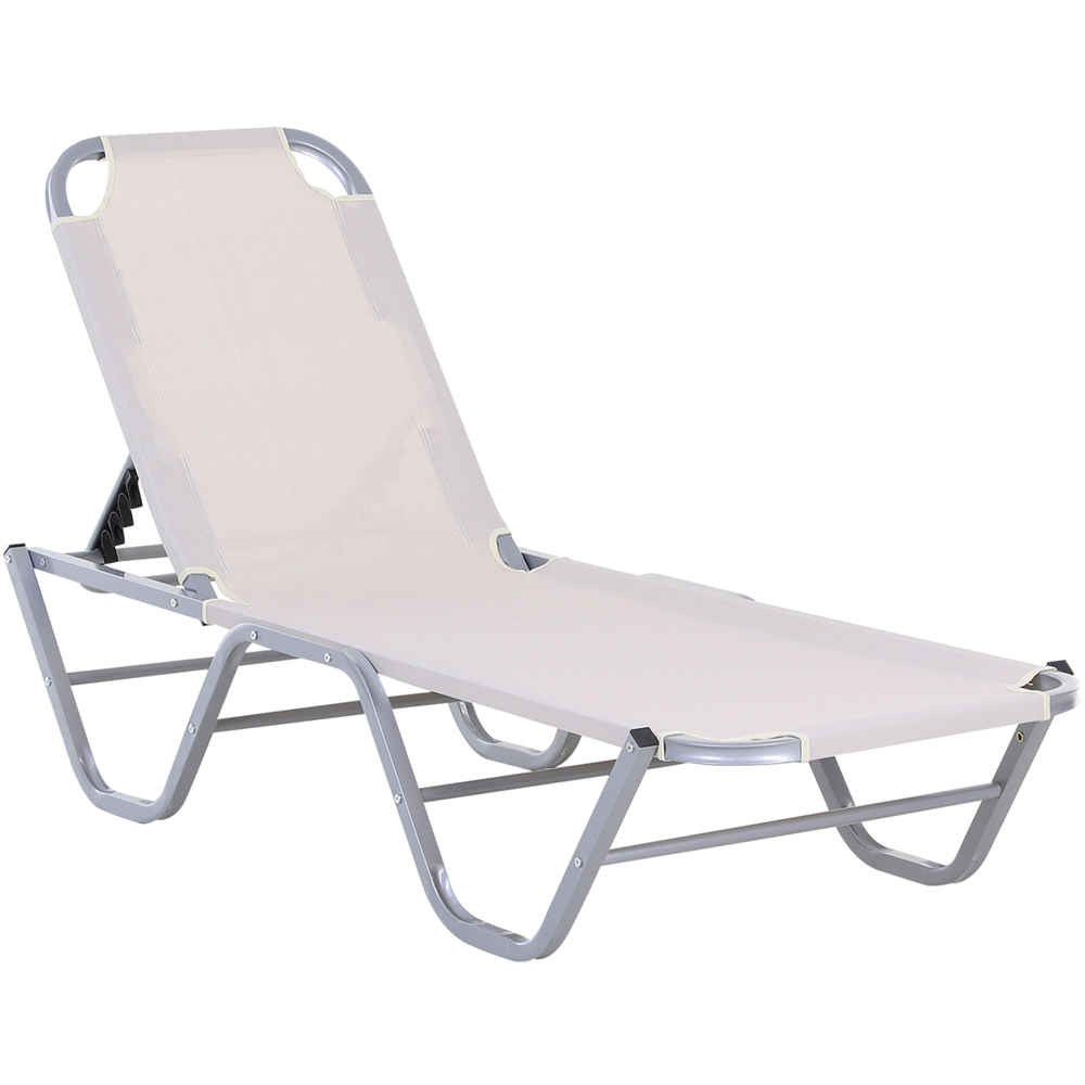 Outsunny White Relaxer Recliner Sun Lounger Image 2