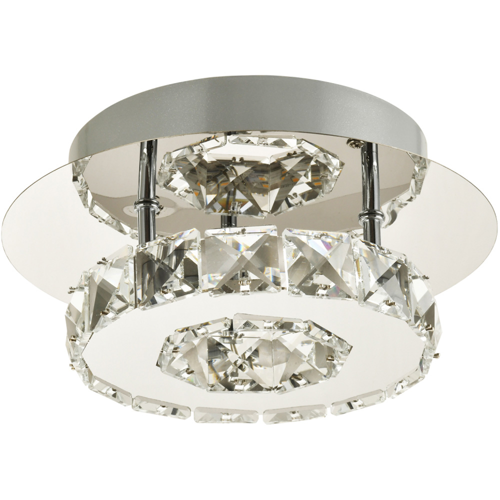 Happy Homewares Chrome Planted LED Ceiling Light with Crystal Glass Bead Image 1