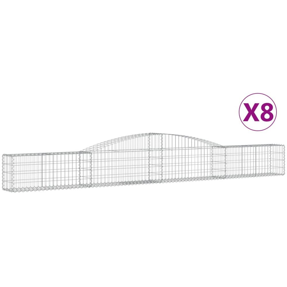 vidaXL Silver Galvanised Iron Arched Gabion Basket 400 x 30 x 40/60cm 8 Pack Image 4