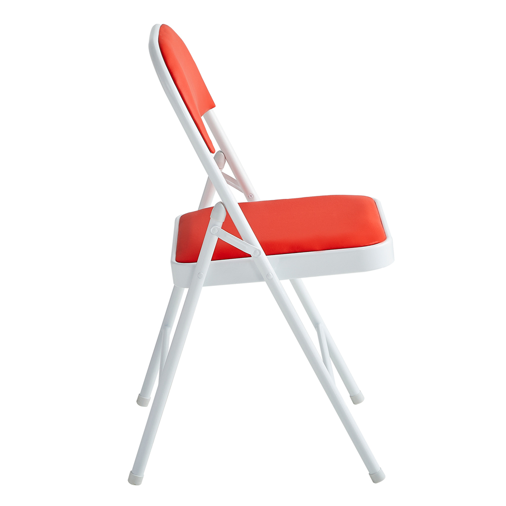 Set of 2 Red Padded Folding Metal Dining Chairs Image 4