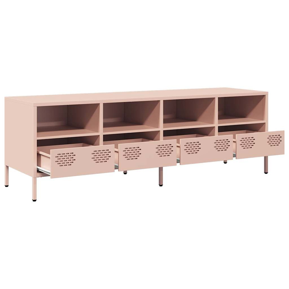 vidaXL 4 Drawer 4 Shelf Pink Steel Industrial Style TV Cabinet Image 3