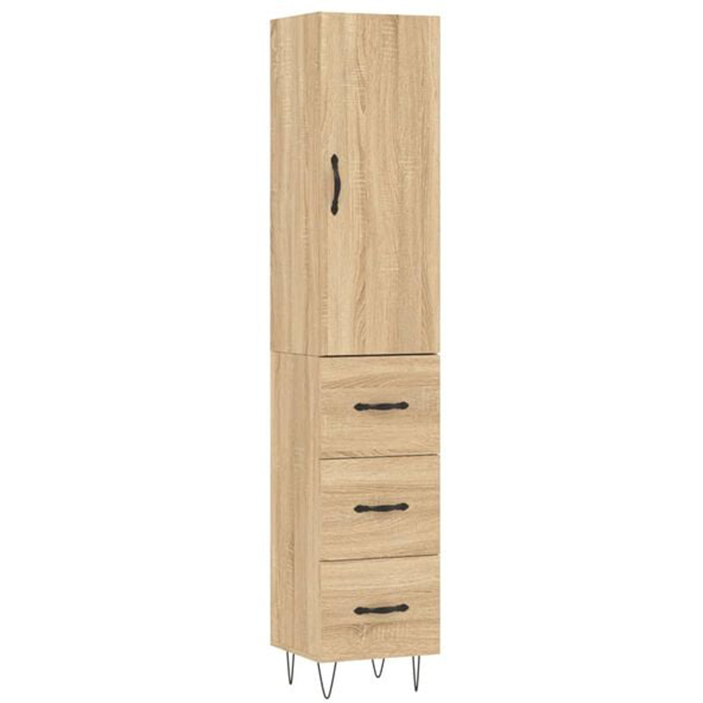 vidaXL Single Door 3 Drawer Sonoma Oak Highboard Image 2