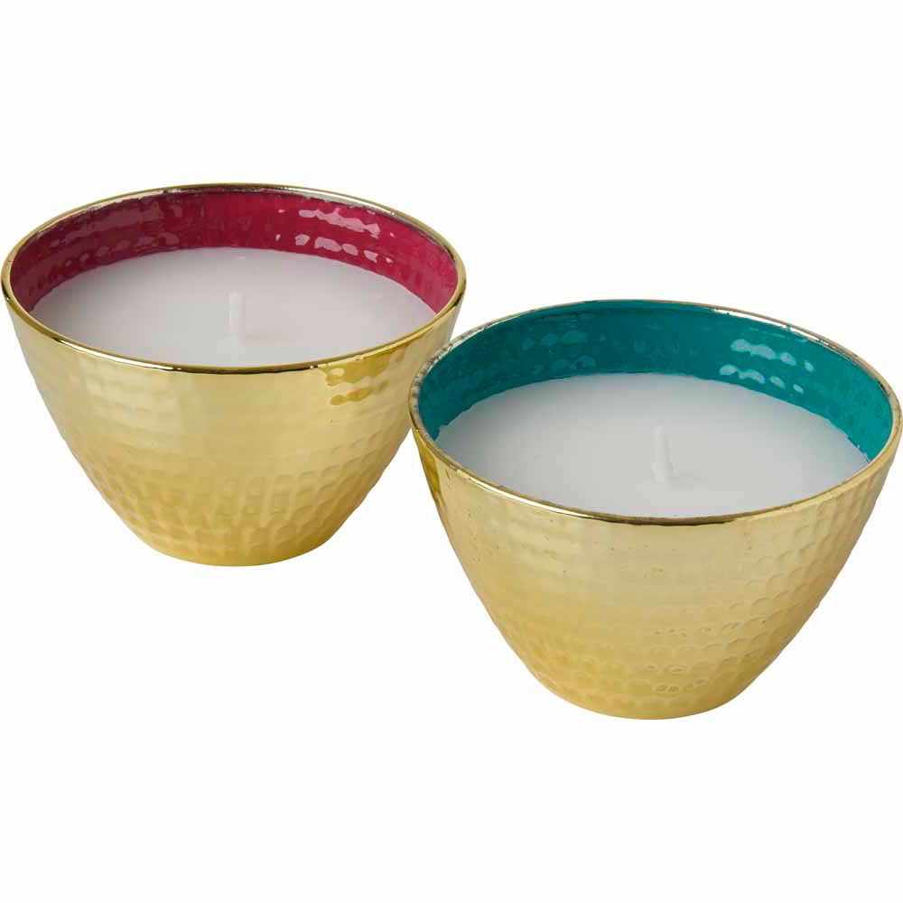 Wilko Easter Delight Hammered Metal Citronella Candle Pot - Twin Pack Image 2