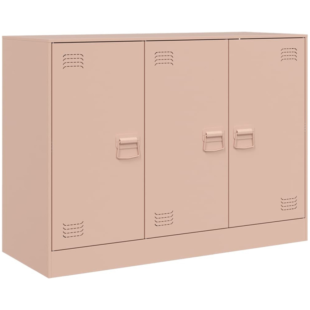 vidaXL 3 Door Pink Metal Sideboard Image 2