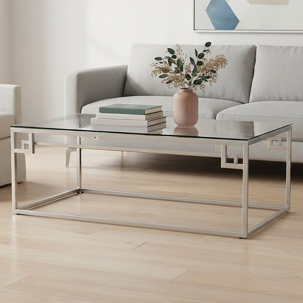 Premier Housewares Allure Silver Rectangular Coffee Table Image 1