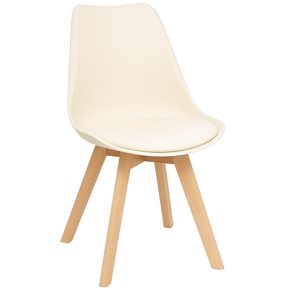 Kosy Koala 4 Seater Wooden Faux Leather Dining Set Oak Effect and Cream Image 2