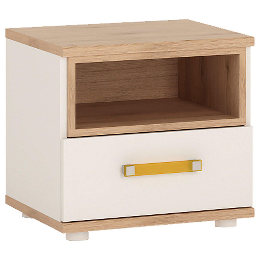 Florence 4KIDS Single Drawer Bedside Cabinet with Orange Handles Image 2