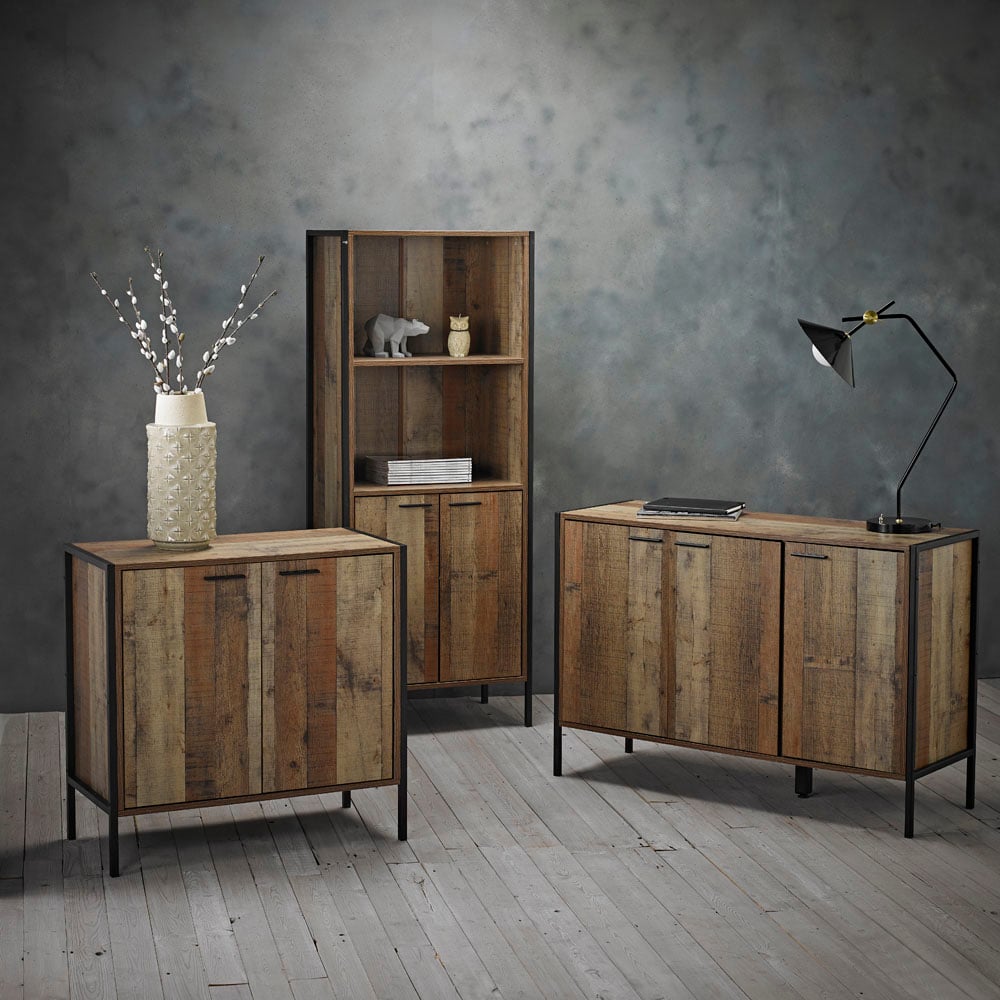 Hoxton 2 Door Wood Effect Bookcase Display Cabinet Image 3