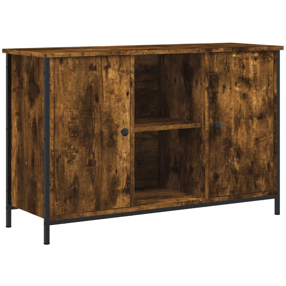 vidaXL 2 Door 2 Shelf Smoked Oak Industrial Style TV Cabinet Image 2