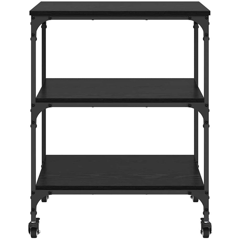 vidaXL 3 Shelf Black Oak Kitchen Trolley Image 6
