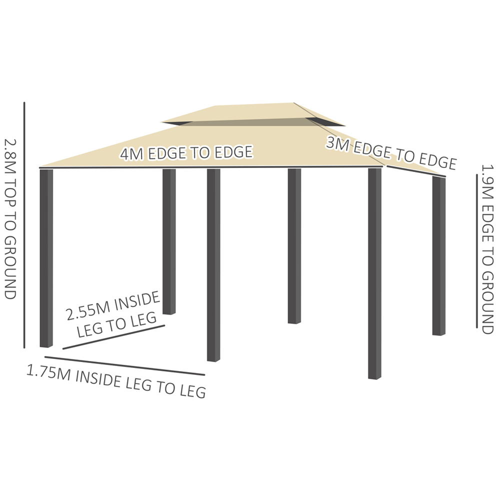 4x3m Gazebo LED Solar Light Canopy Khaki Image 6