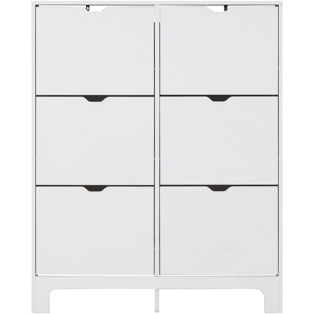 GFW White Narrow 6 Drawer Shoe Cabinet Image 2