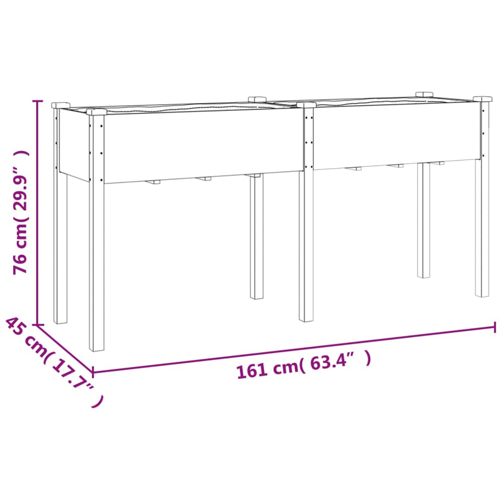 vidaXL Grey Solid Fir Wood Garden Planter with Liner 161 x 45 x 76cm Image 5