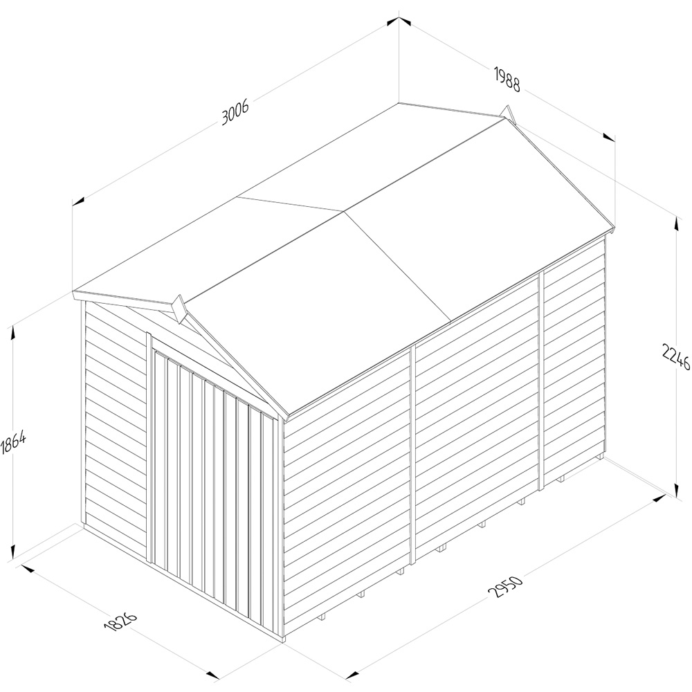Forest Garden 4LIFE 6 x 10ft Double Door Apex Shed Image 9