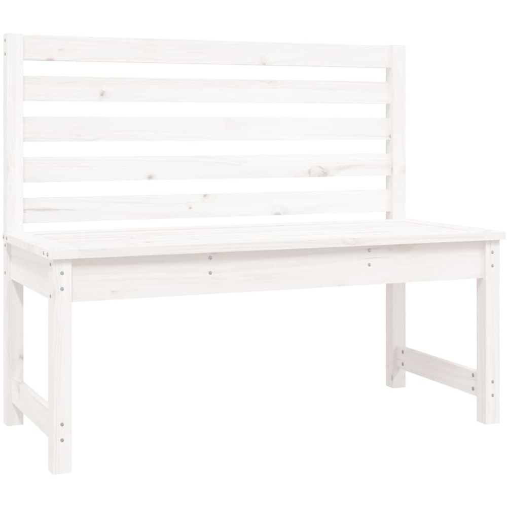 vidaXL White Solid Pine Wood Slatted Garden Bench 109 x 48 x 91.5cm Image 2