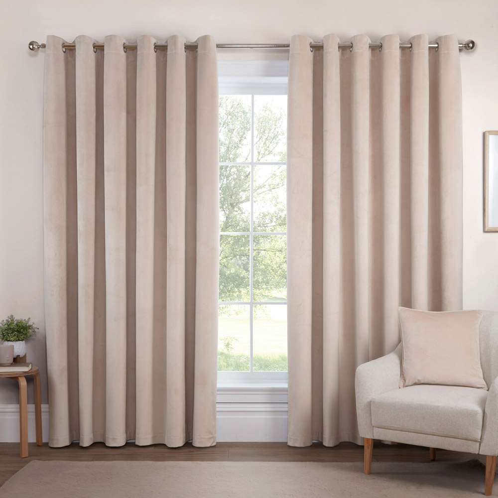 Vermont Velvet Blackout Curtain Natural 168 x 137cm Image 1