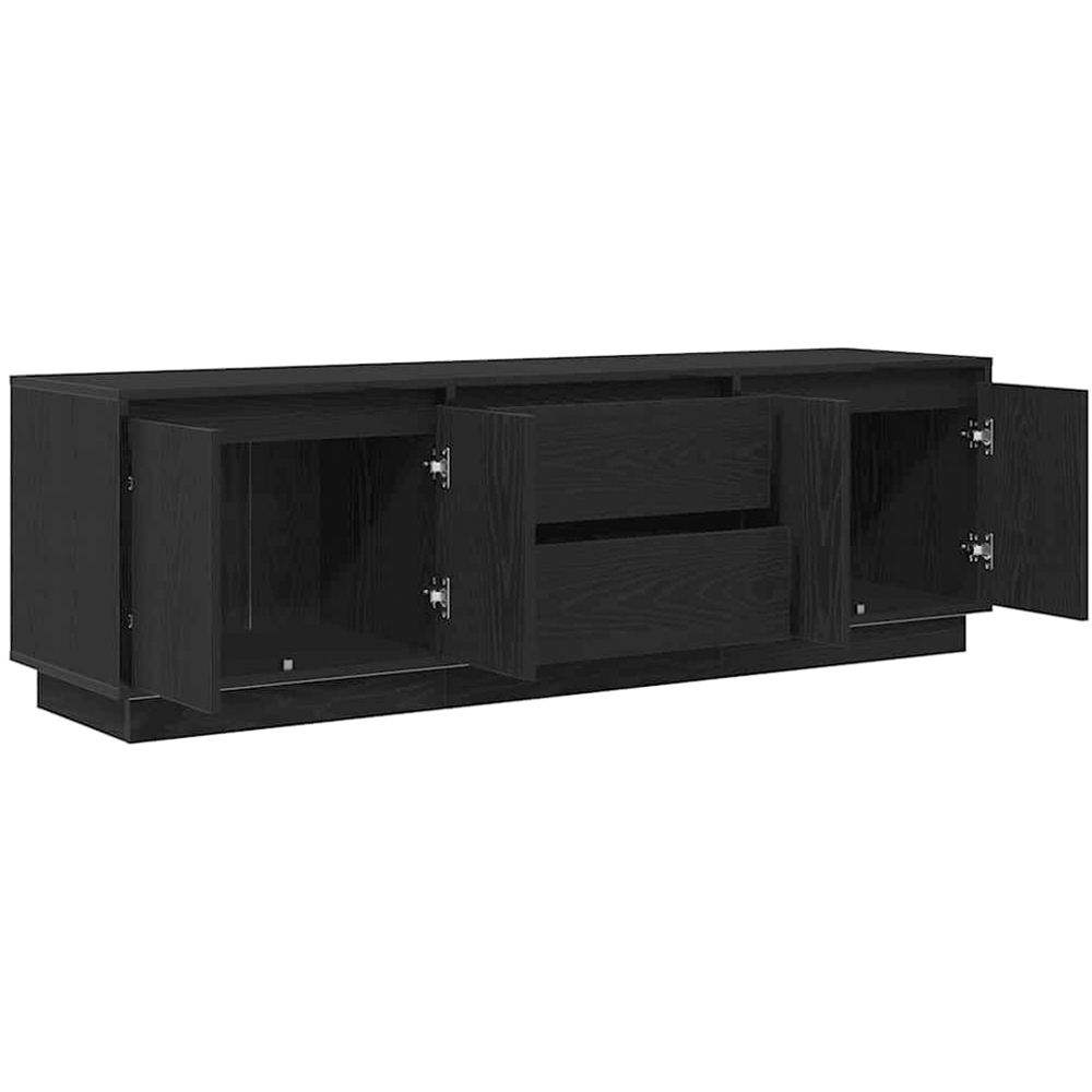 vidaXL 4 Door 2 Drawer Black TV Cabinet with LED Lights Image 6