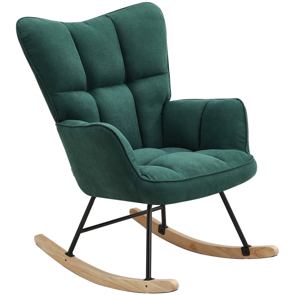 Living and Home Green Tufted Upholstered Rocking Chair Image 2