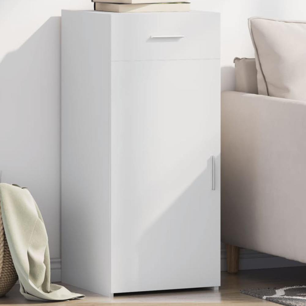 vidaXL Single Door Single Drawer White Sideboard Image 1
