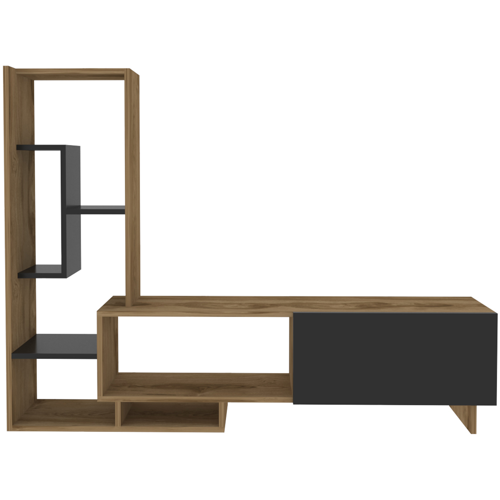 Decorotika Pega 6 Shelf Black and Oak TV Unit Image 2