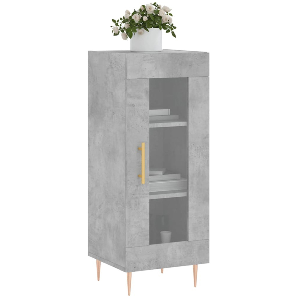 vidaXL Single Glass Door Concrete Grey Wooden Sideboard Image 3