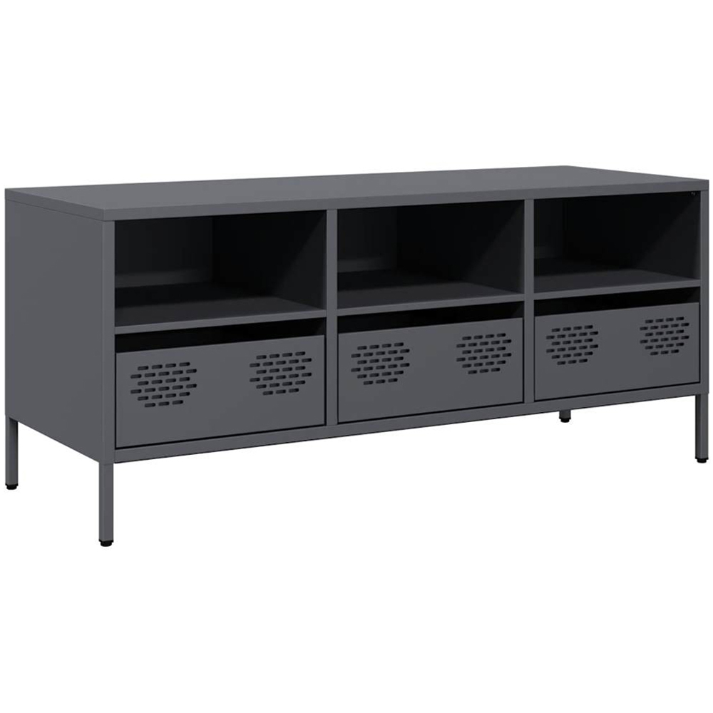 vidaXL 3 Drawer 3 Shelf Anthracite Steel TV Cabinet Image 2