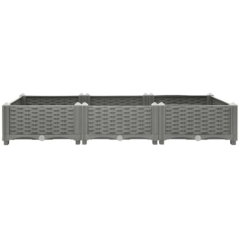 vidaXL Grey Plastic Rattan Raised Garden Bed 23 x 120 x 40cm Image 4