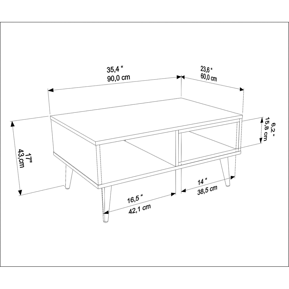 Decorotika Oberon 2 Shelf Oud and White Coffee Table Image 8
