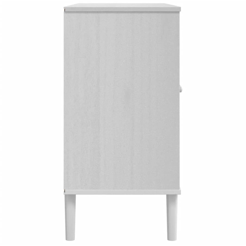 vidaXL Senja 2 Door 3 Shelf White Solid Pine Wood Rattan Look Sideboard Image 6