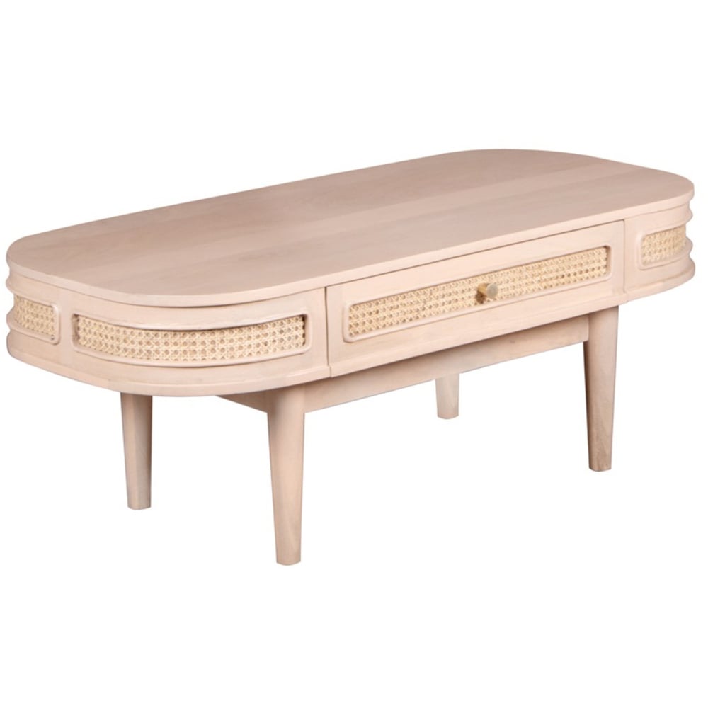 Brooklyn Valencia Single Drawer Cane and Mango Wood Coffee Table Image 2