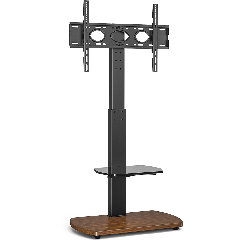 TTAP Walnut Base 2 Shelf Floor Pedestal TV Stand Image 2