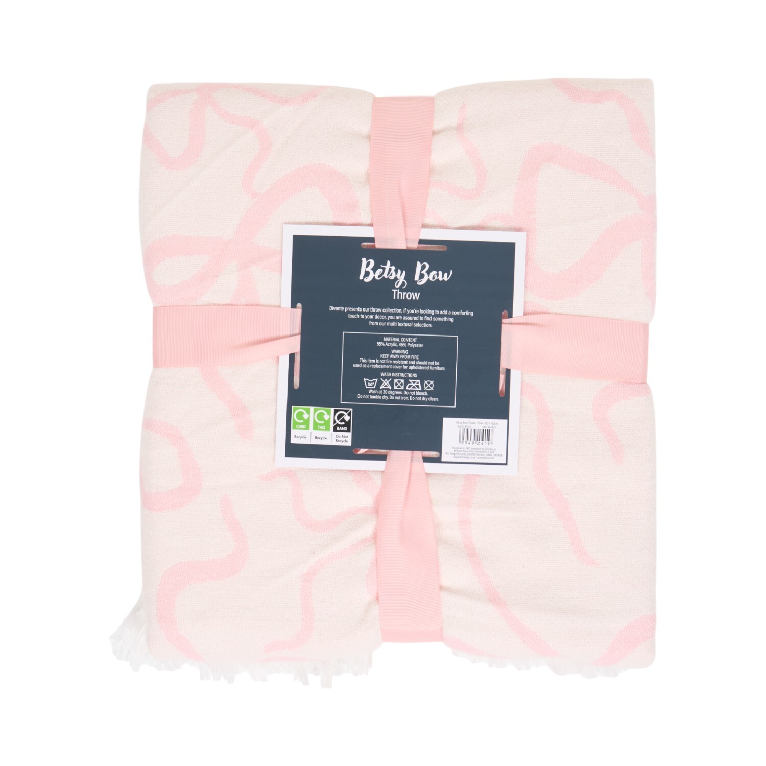 Betsy Bow Woven Throw Pink Image 2