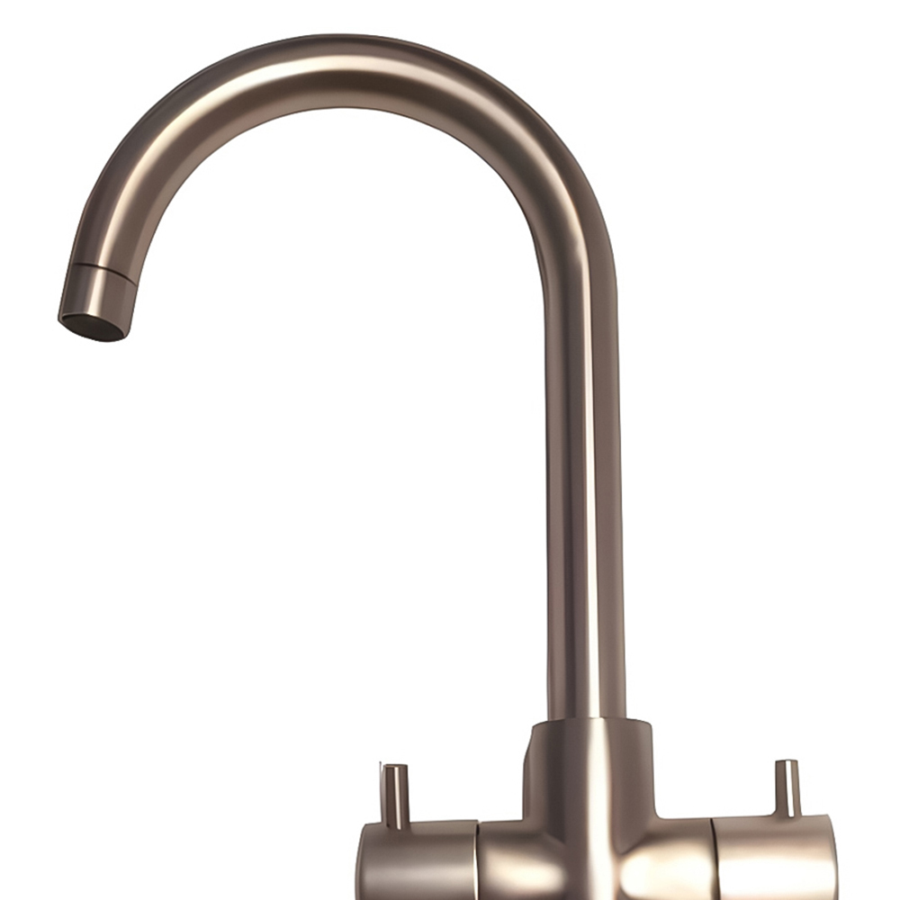 Piralla Vox Antique Nickel Twin Lever Swivel Spout Kitchen Mixer Tap Image 2