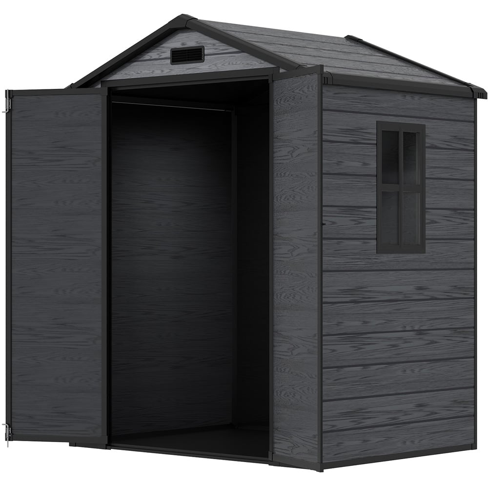 Living and Home 6 x 4ft Plastic Apex Garden Storage Shed with Window Image 3