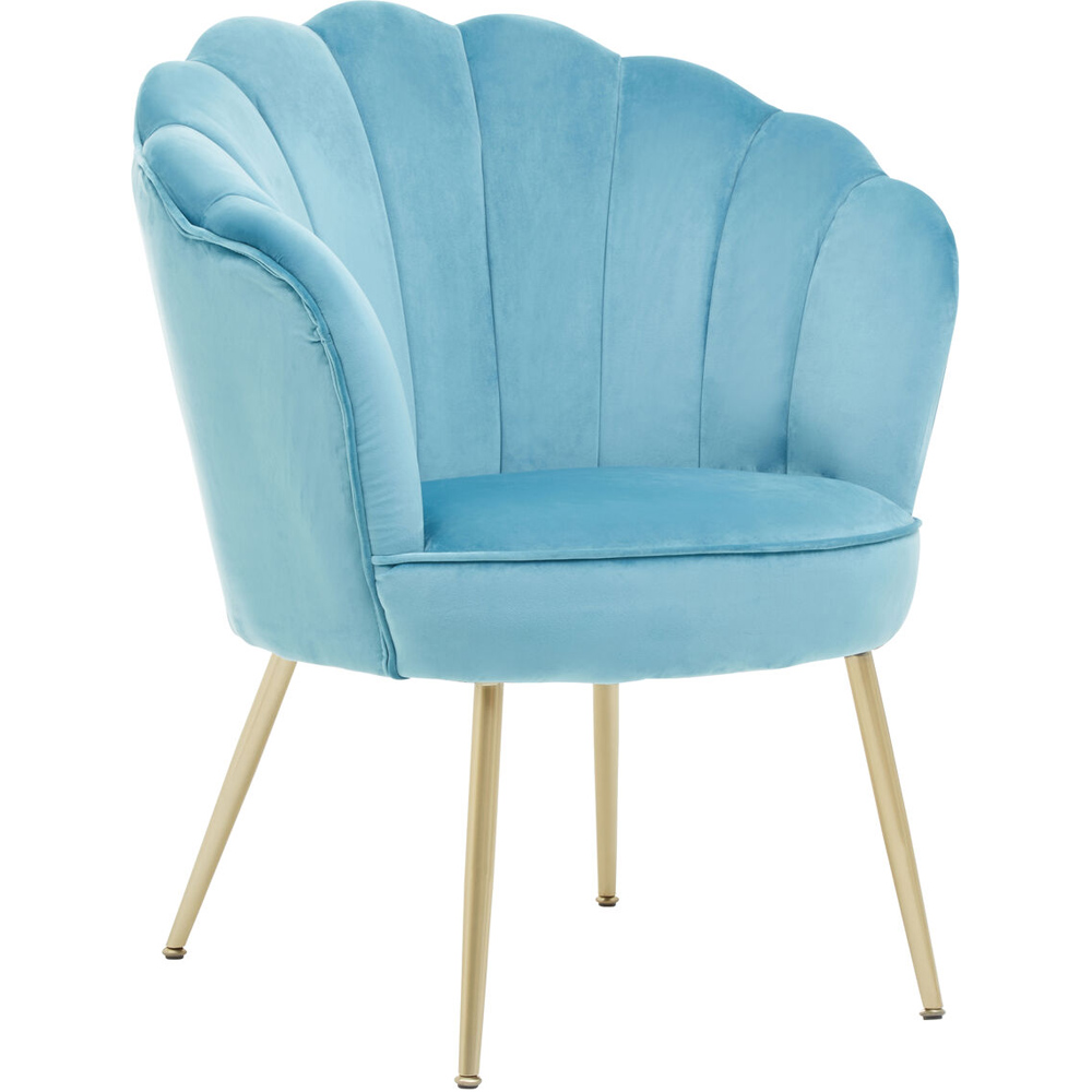 Premier Housewares Ovala Aqua Blue Velvet Scalloped Chair Image 2