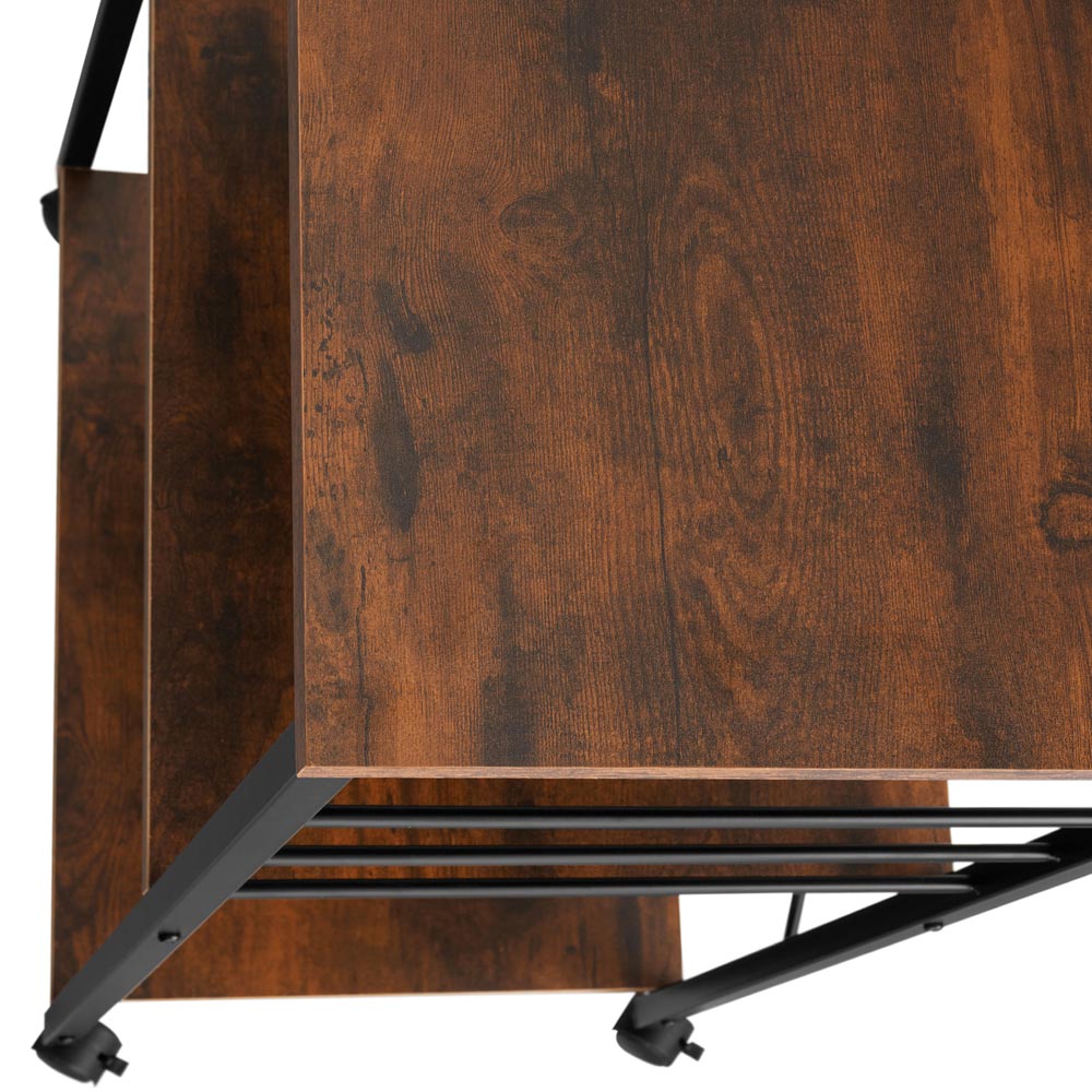 tectake Rugby 2 Shelf Dark Wood Drink Trolley with Parking Brake Image 6
