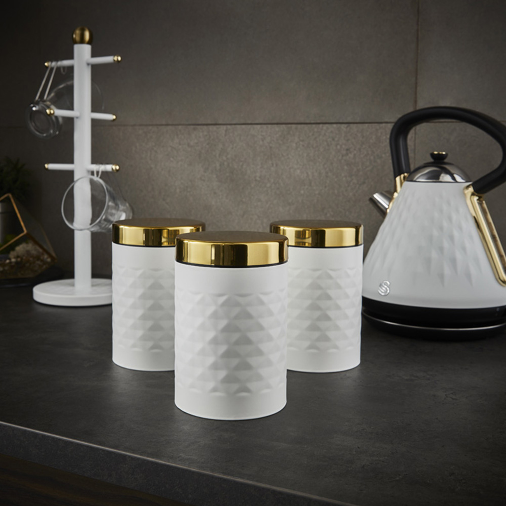 Swan Gatsby White Diamond Pattern Canisters 3 Piece Image 2