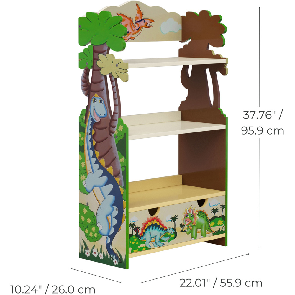 Teamson Kids 3 Shelf Fantasy Fields Dinosaur Kingdom Toy Bookshelf Image 9