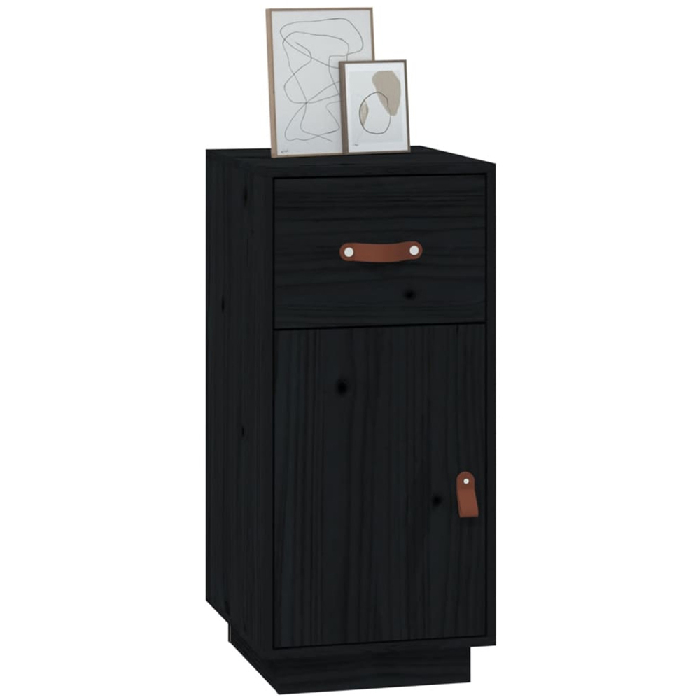 vidaXL Single Door Single Drawer Black Wooden Sideboard Image 4