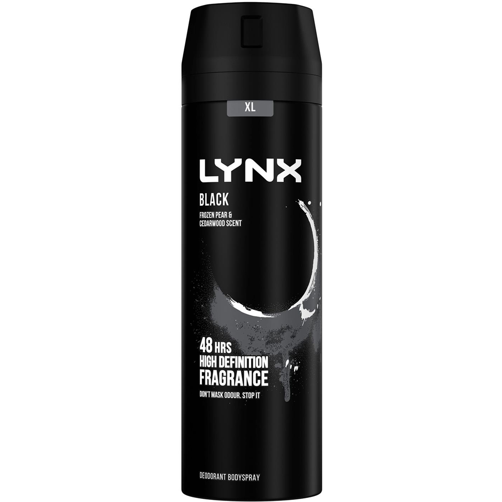 Lynx Black Frozen Pear and Cedarwood 48H Protection Deodorant Body Spray 200ml 6 Pack Image 2
