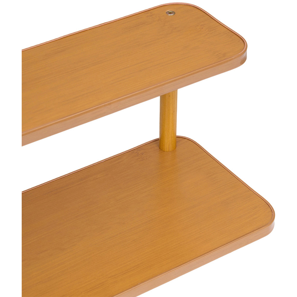 Living and Home 2 Shelf Natural Bamboo Compact Desktop Storage Rack Image 4
