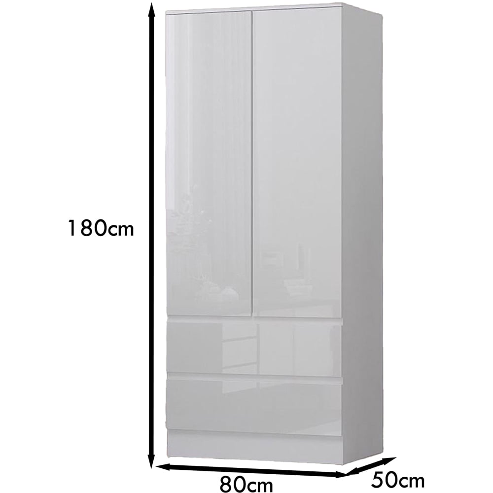 FWStyle Stora 2 Door 2 Drawer White Gloss Wardrobe Image 6