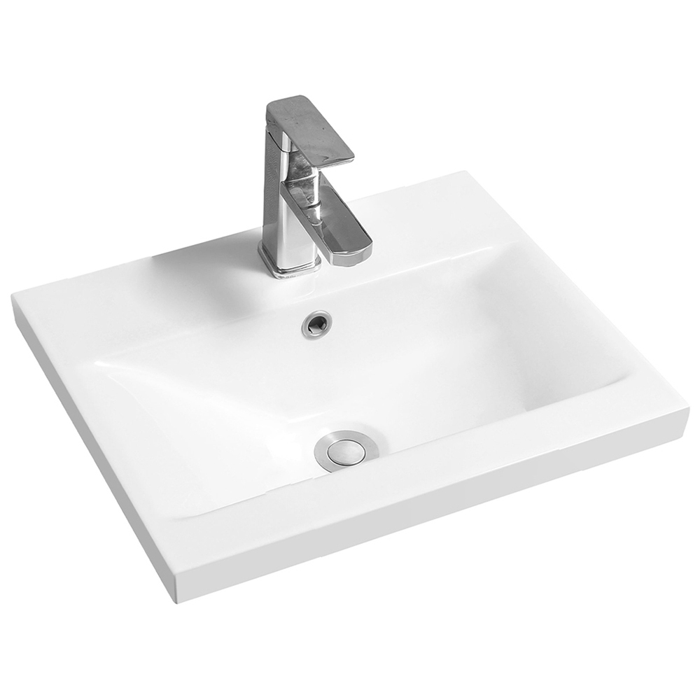 Limoge White Ceramic Mid Edge Inset Basin with Dipped Bowl 510mm Image 1