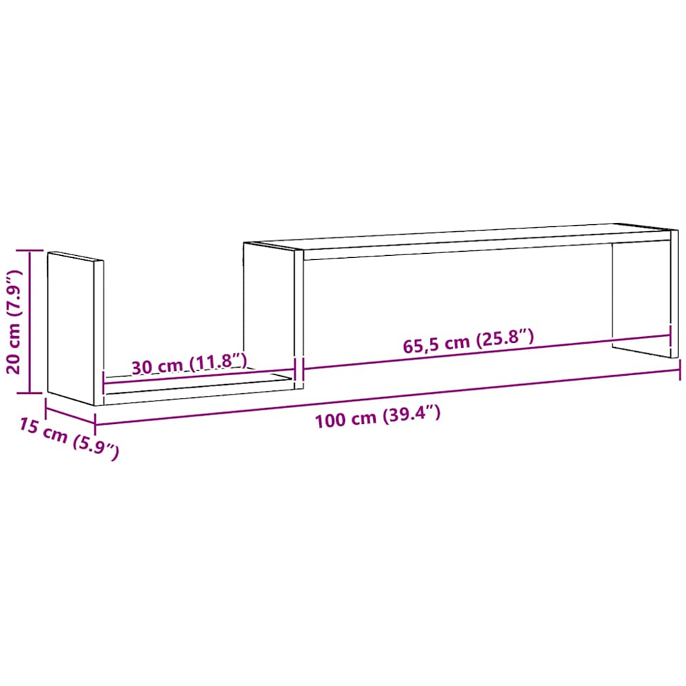 vidaXL 2 Shelf Grey Sonoma Wall Shelf Set of 2 Image 6
