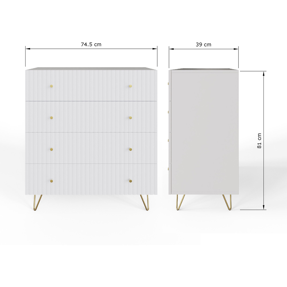 GFW Thalia 4 Drawer White Chest of Drawers Image 8