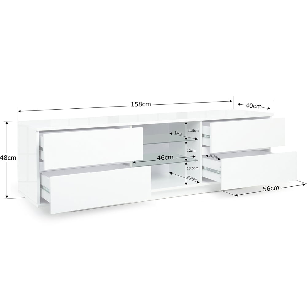 Centurion Supports Avitus 4 Drawer 3 Shelf Premium High Gloss White TV Unit Image 9